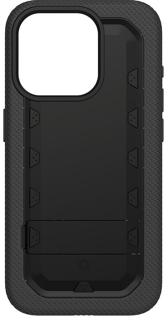 Quikcell 2023 iPhone 15 Pro Grand ADVOCATE Dual-Layer Kickstand Case – Armor Black