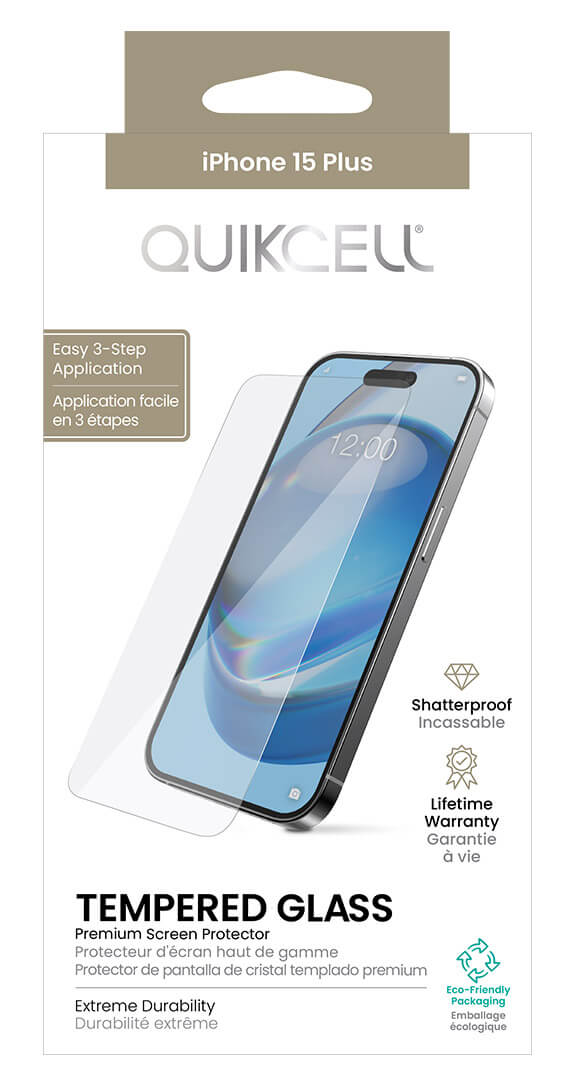 Protector de Pantalla de Vidrio Templado Quickcell para iPhone 15 Pro Max, Clear, Accesorios para Celulares