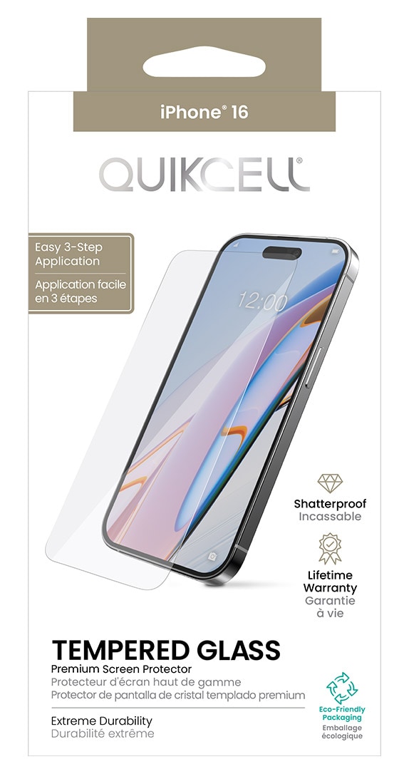 Quikcell Tempered Glass Screen Protector - iPhone 16