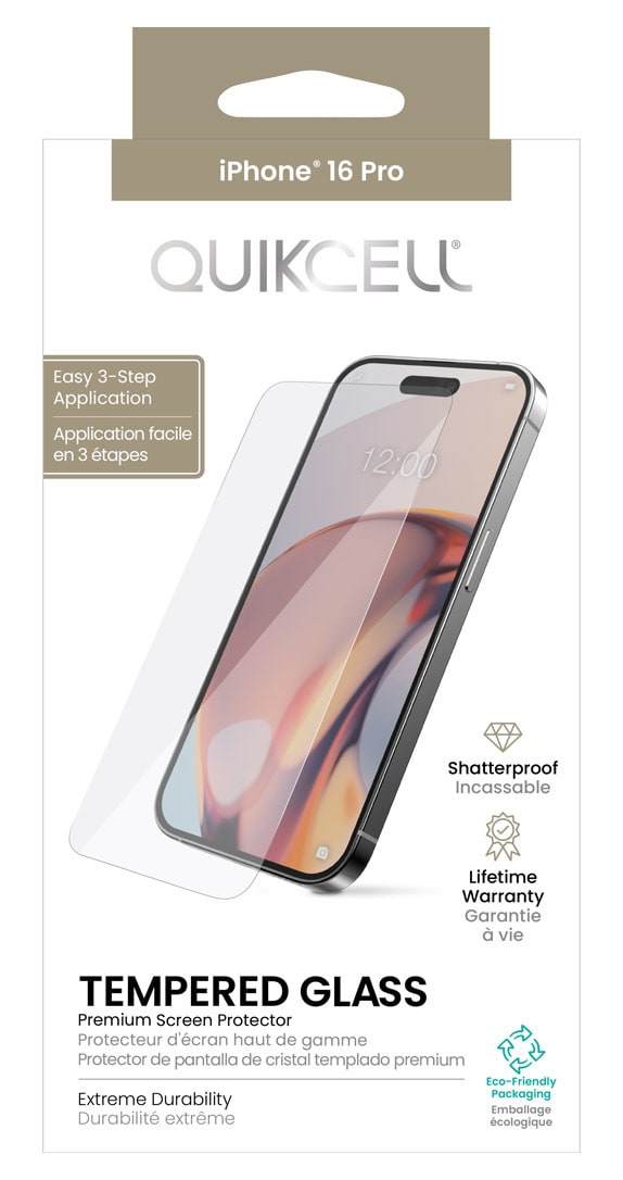 Quikcell Tempered Glass Screen Protector - iPhone 16 Pro