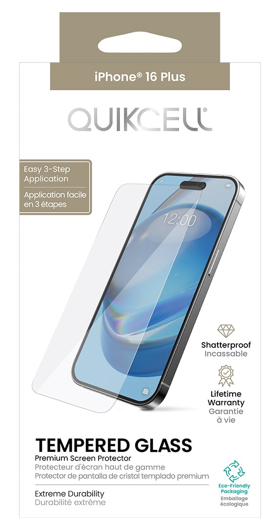 Quikcell Tempered Glass Screen Protector - iPhone 16 Plus