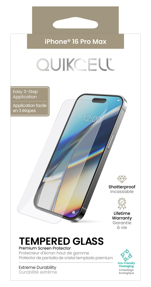 Quikcell Tempered Glass Screen Protector - iPhone 16 Pro Max