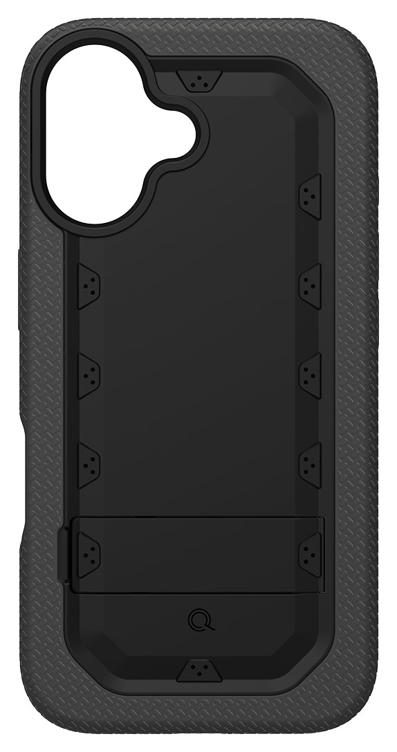 Estuche con Soporte y Funda de Doble Capa Quikcell para iPhone 16 Grand ADVOCATE - Negro Armadura