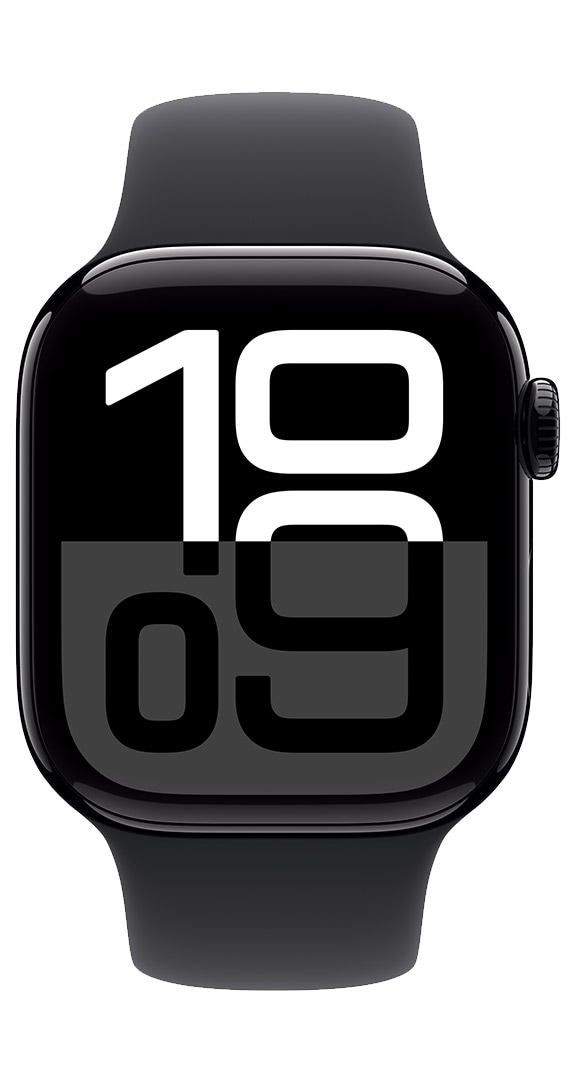 Apple Watch Series 10 46mm Jet Black Aluminum Case with Black Sport Band S M